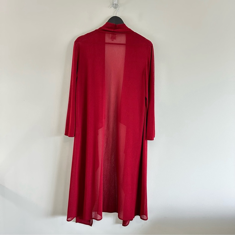 ZONDA NELLIS Vintage Open Front Duster Kimono Red XS Semi Sheer Art To Wear - Picture 4 of 16